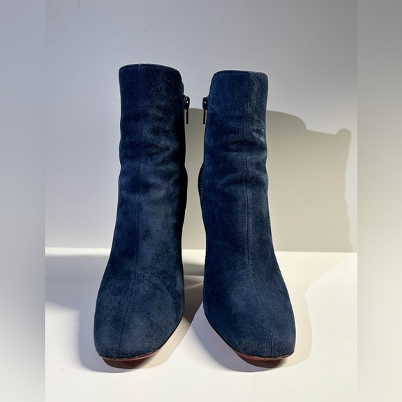 Christian Louboutin Tiagadaboot 100 Navy Veau Velours size 36.5 - Picture 2 of 6